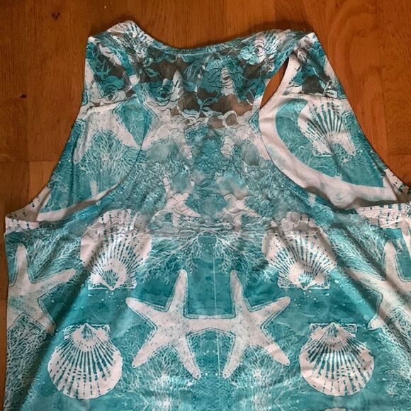 India Boutique Women’s Dress Plus Size Beach Seashells Rhinestones Sleeveless - Picture 5 of 12